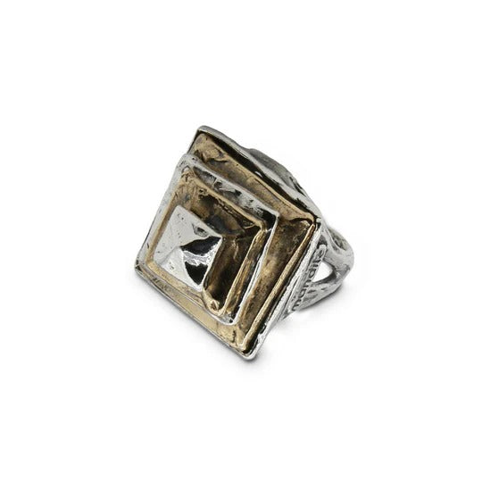 Anello Quadrati argento 925 e bronzo - AR123 Mandile