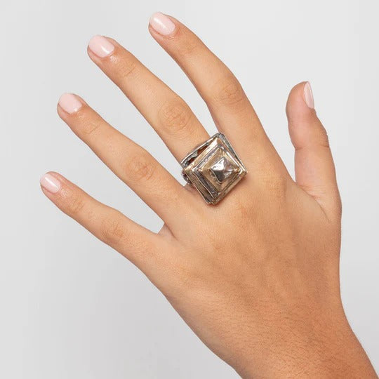 Anello Quadrati argento 925 e bronzo - AR123 Mandile