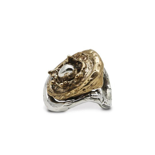 Anello grande Sasso nello stagno argento 925 e bronzo - AR191 Mandile