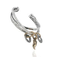 Bracciale rigido Rosso e piccante con charm argento 925 e bronzo - BA064 Mandile