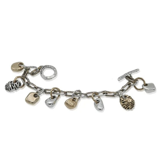 Bracciale Sassi charms maglia argento 925 e bronzo - BA071 Mandile