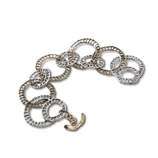 Bracciale maglia cerchi argento 925 e bronzo - BA074 Mandile