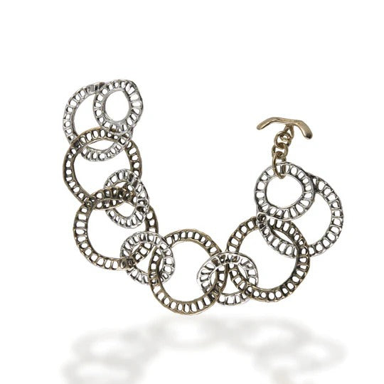 Bracciale maglia cerchi argento 925 e bronzo - BA074 Mandile