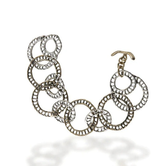Bracciale maglia cerchi argento 925 e bronzo - BA074 Mandile