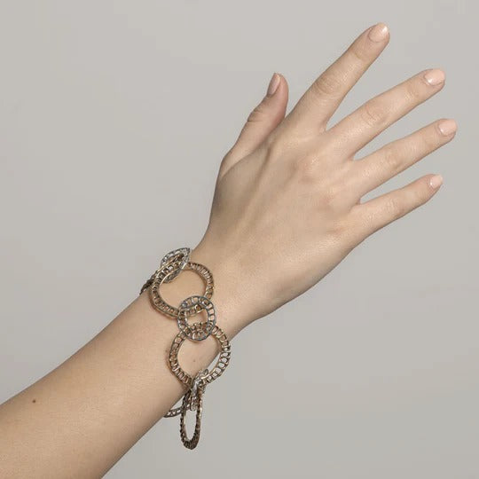 Bracciale maglia cerchi argento 925 e bronzo - BA074 Mandile