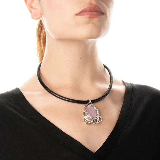 Pendente argento 925 inserto in bronzo e pietra semipreziosa - CR016b pietre varie Mandile