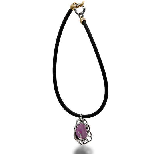 Pendente argento 925 inserto in bronzo e pietra semipreziosa - CR016b pietre varie Mandile
