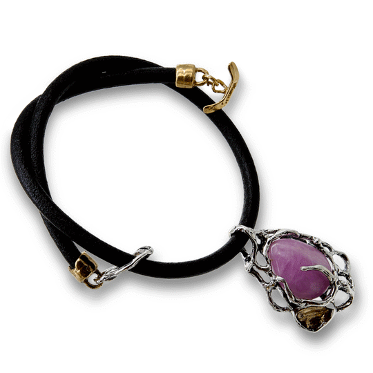 Pendente argento 925 inserto in bronzo e pietra semipreziosa - CR016b pietre varie Mandile