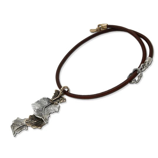 Pendente Edera quattro foglie argento 925 e bronzo - CR097 Mandile