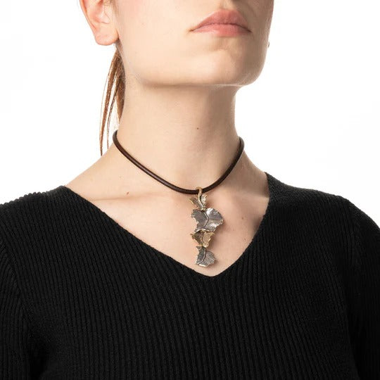 Pendente Edera quattro foglie argento 925 e bronzo - CR097 Mandile