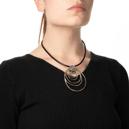 Pendente Cerchi concentrici argento 925 e bronzo - CR102 Mandile