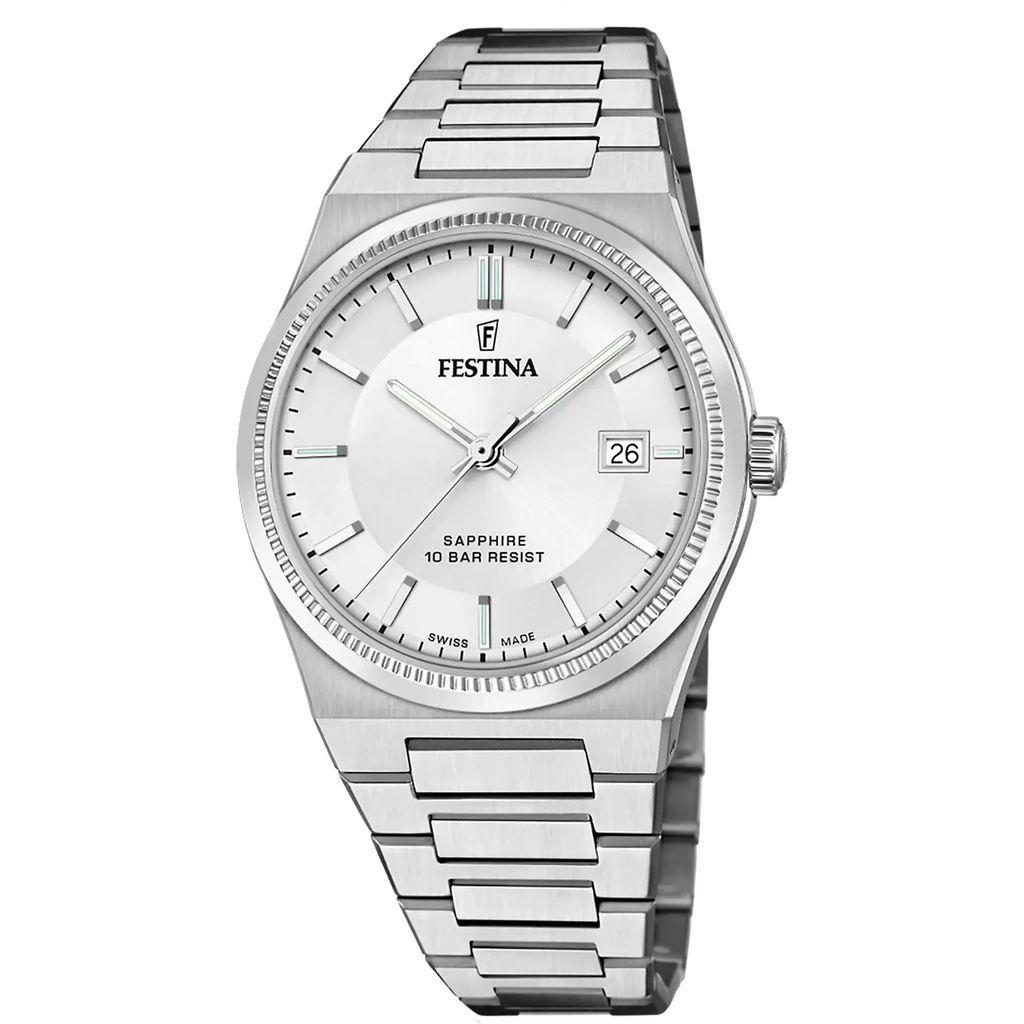 FESTINA SWISS MADE OROLOGIO UOMO RIVÉ F20034/1 ARGENTO