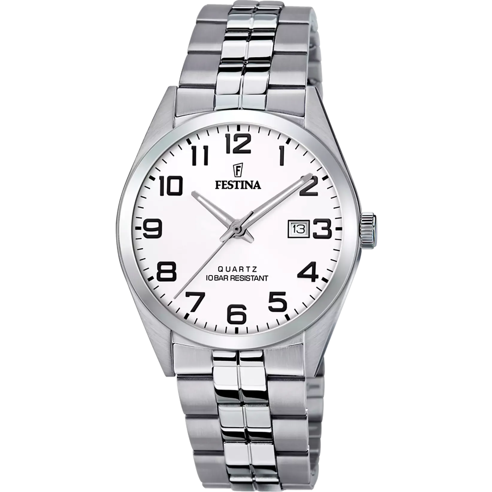 OROLOGIO FESTINA CLASSICS F20437/1 BIANCO CINTURINO IN ACCIAIO, UOMO