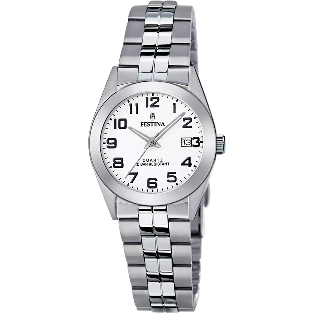 OROLOGIO FESTINA CLASSICS F20438/1 BIANCO CON CINTURINO IN ACCIAIO, DONNA