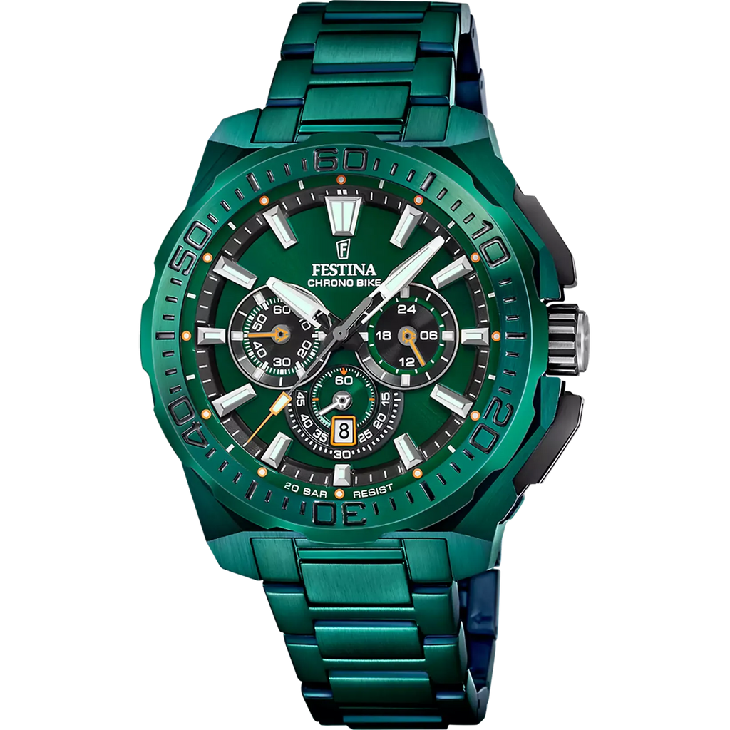 OROLOGIO DA UOMO FESTINA CHRONO BIKE EDIZIONE SPECIALE F20730/1 VERDE CINTURINO IN ACCIAIO
