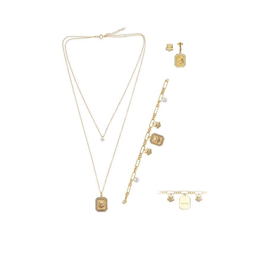 Ottaviani - Collana doppio filo dorata con cubic zirconia