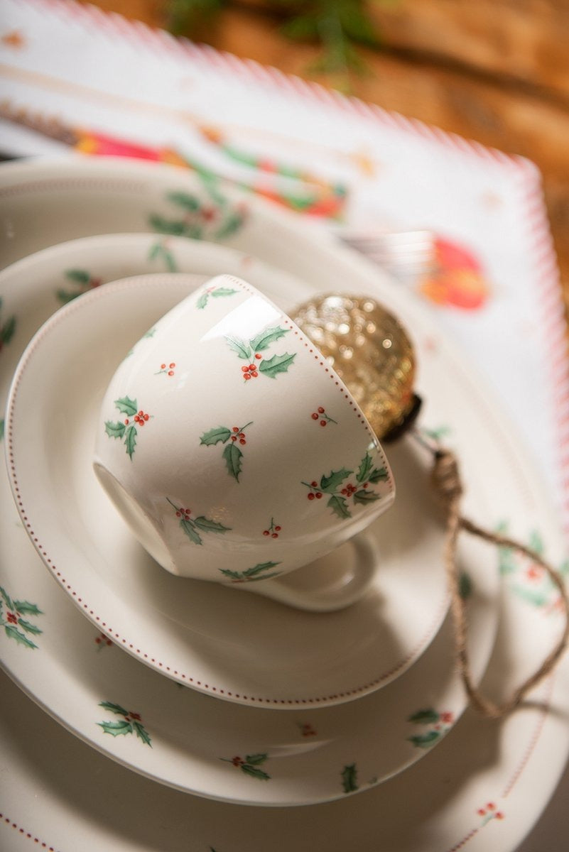 Clayre and Eef - Tazza in ceramica con foglie di vischio