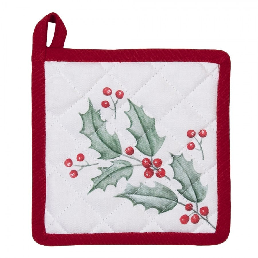 Clayre and Eef - presina da cucina 16x16 cm con foglie di agrifoglio