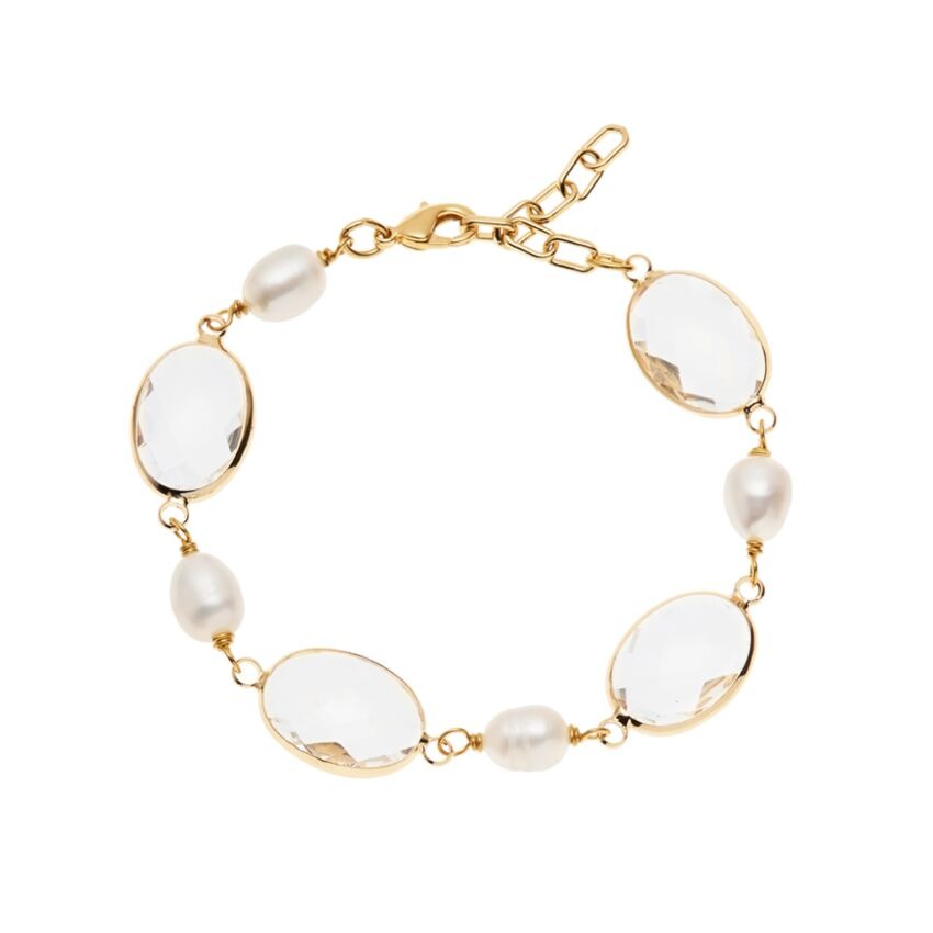 Ottaviani Bracciale placcato con cristalli e perle