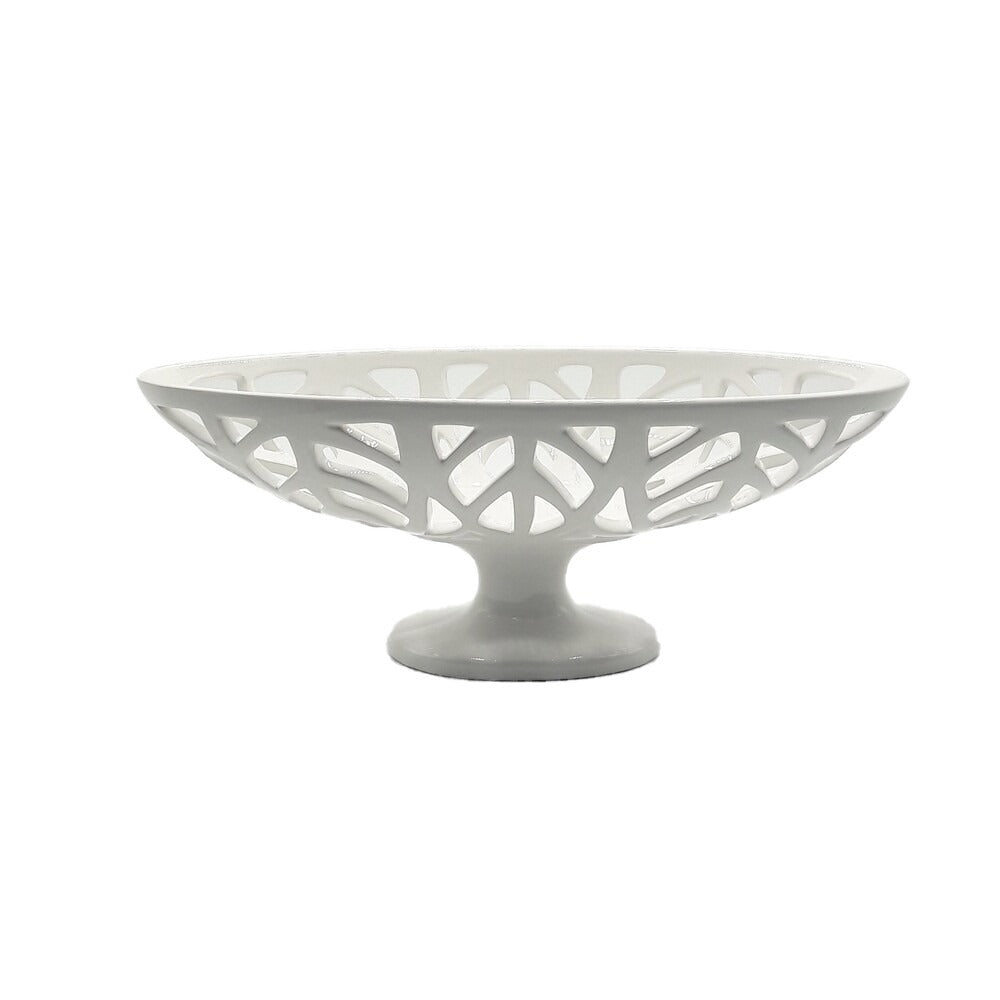 Henriette Coppa ovale con piede in ceramica traforata