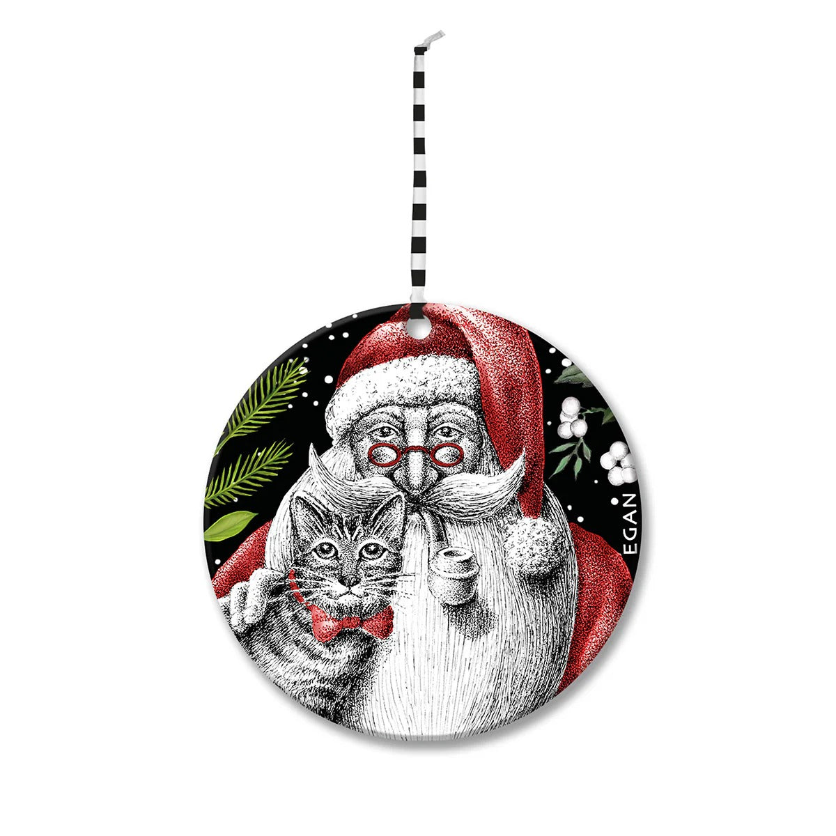 Pendaglio Natale Babbo Natale gatto D. 7