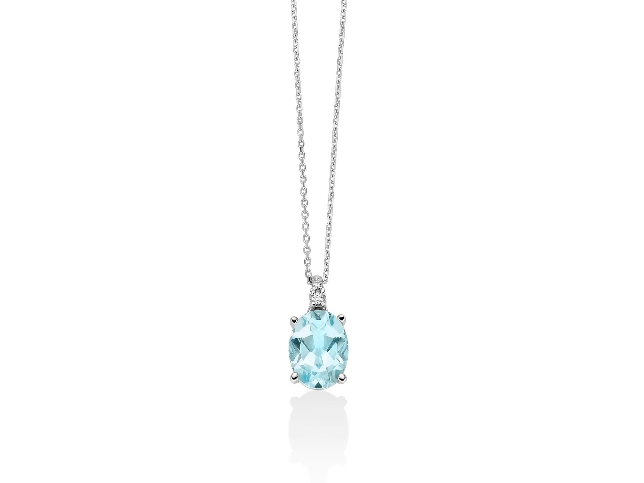 Miluna Collana Gemma del Cielo ovale con diamanti in oro bianco 375