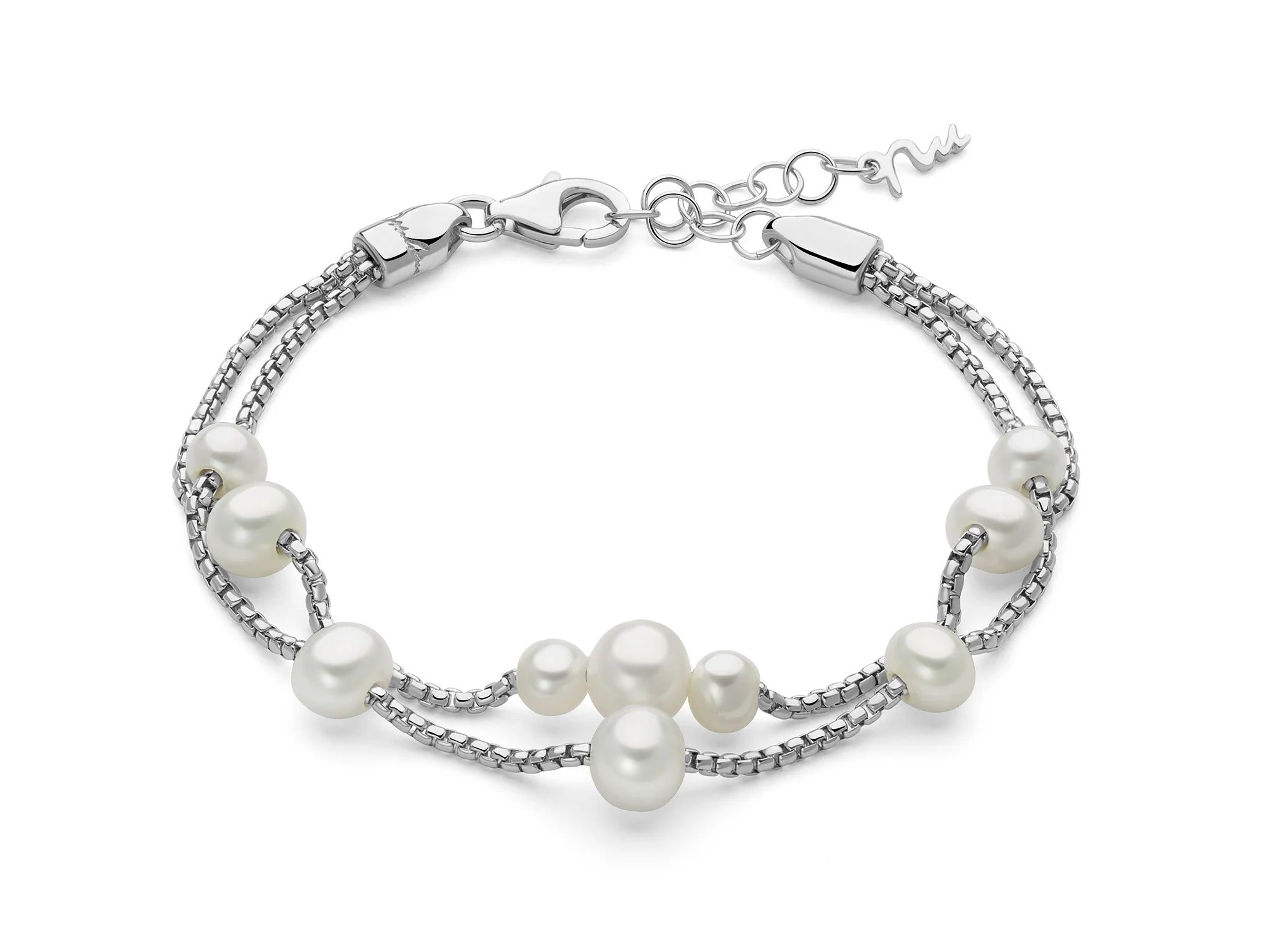 Miluna Bracciale con due fili e perle Oriente
