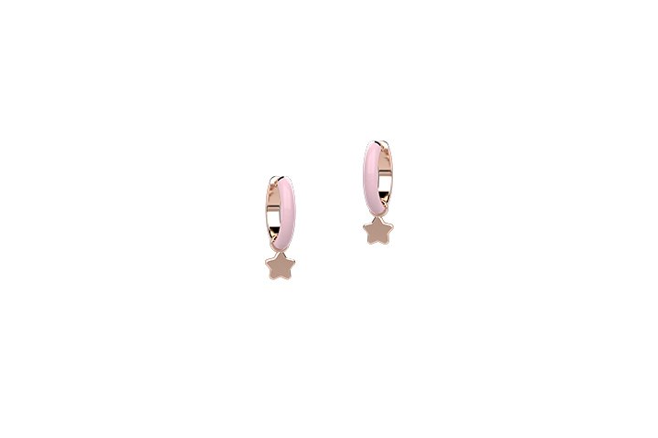 Orecchino Cerchio Smalto Rosa Arg 925 - Stella NANAN