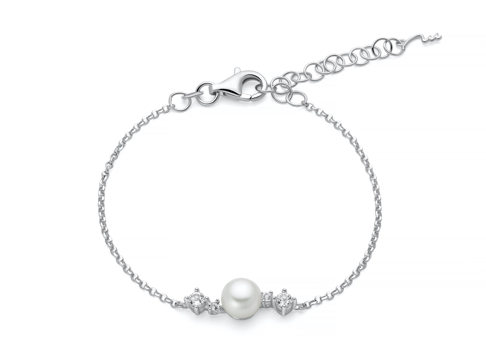 BRACCIALE ANDROMEDA CON PERLA ORIENTE CENTRALE E TOPAZI BIANCHI