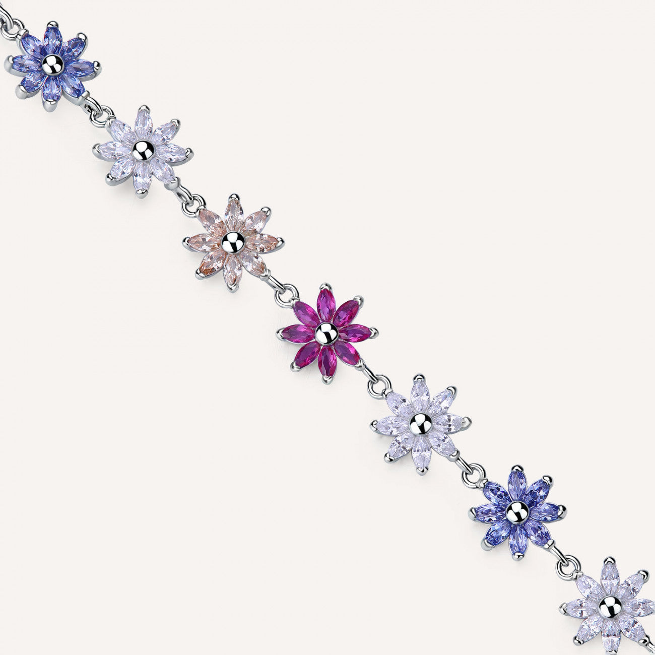 Bracciale morbido fiori - rosato